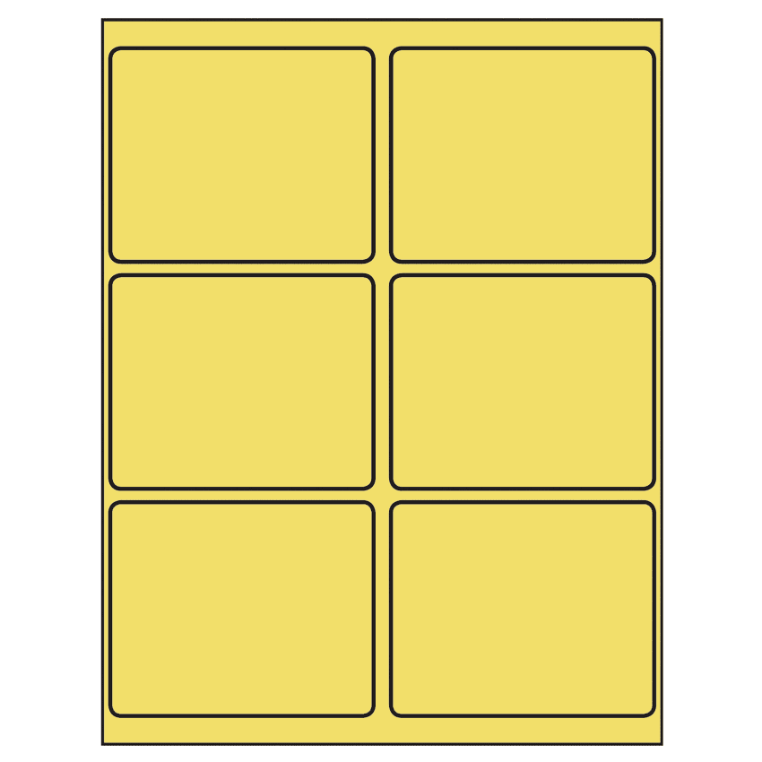 4" x 3.25" Pastel Yellow Rectangular Sheet Labels