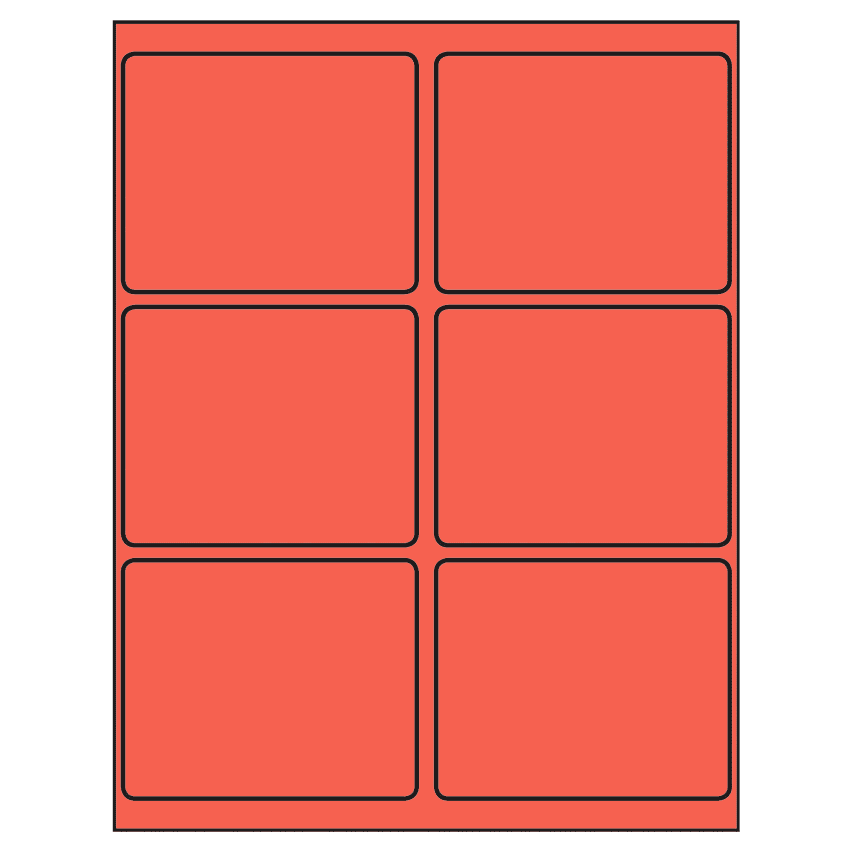 4" x 3.25" Red Rectangular Sheet Labels
