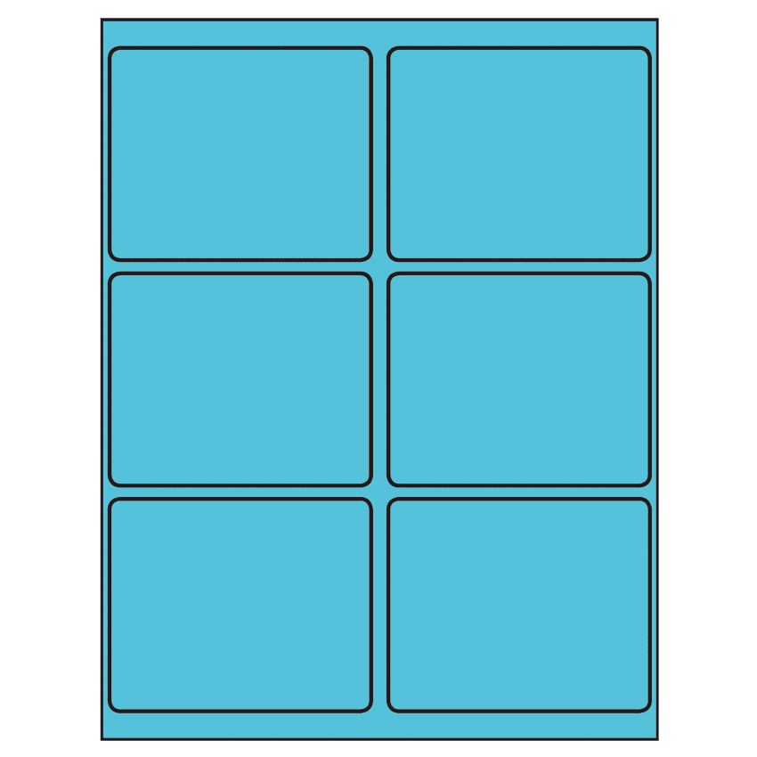 4" x 3.25" Turquoise Rectangular Sheet Labels