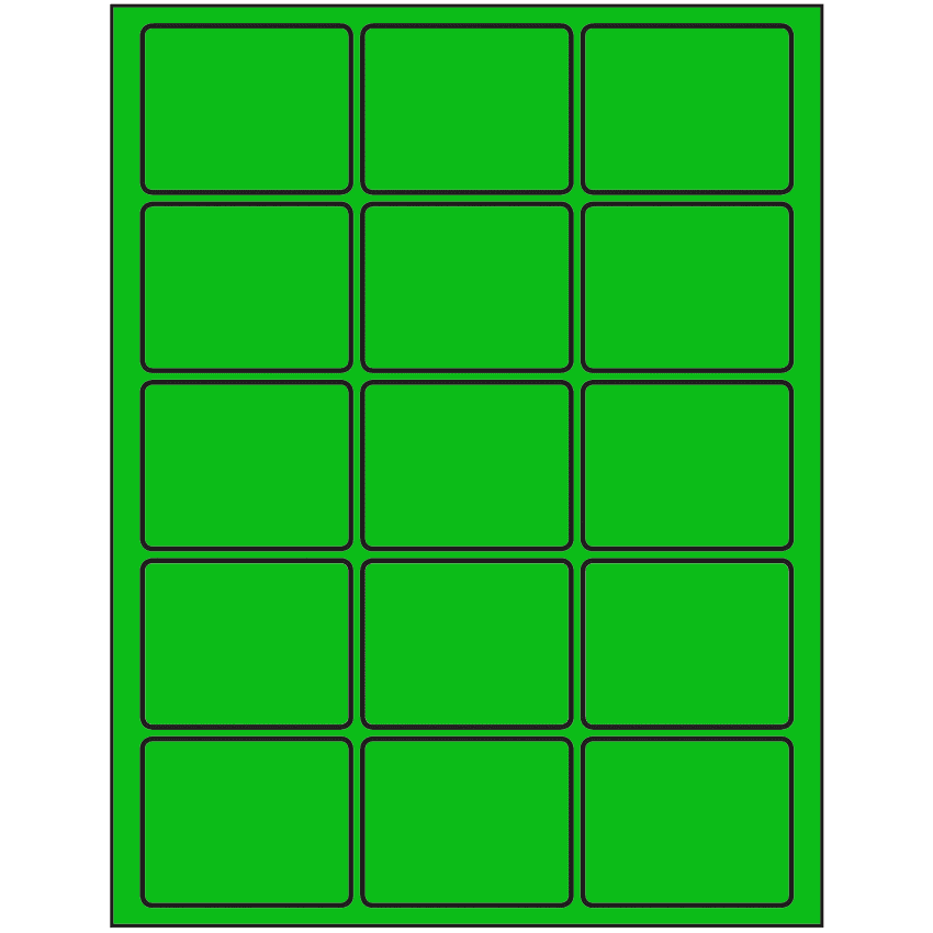 2.5" x 2" Fluorescent Green Rectangular Sheet Labels