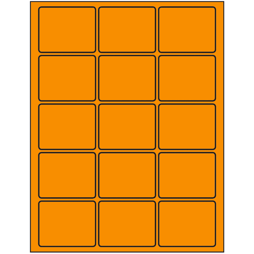 2.5" x 2" Fluorescent Orange Rectangular Sheet Labels