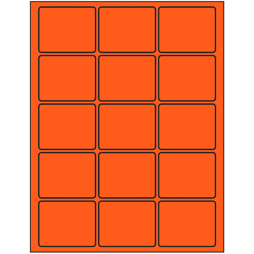 2.5" x 2" Fluorescent Red Rectangular Sheet Labels