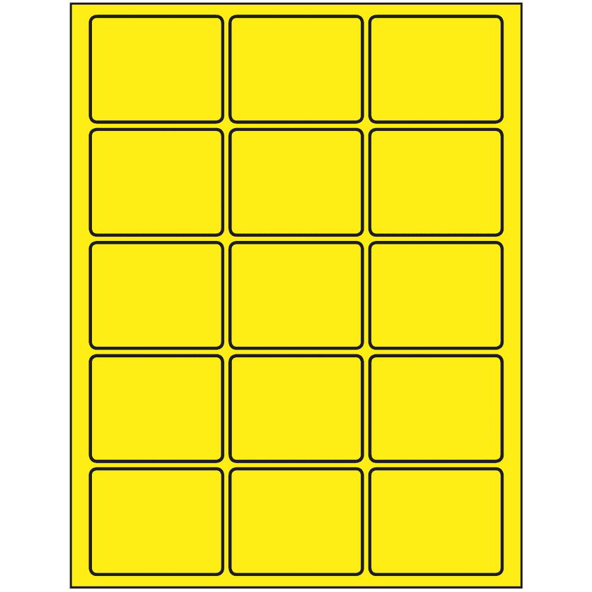 2.5" x 2" Fluorescent Yellow Rectangular Sheet Labels