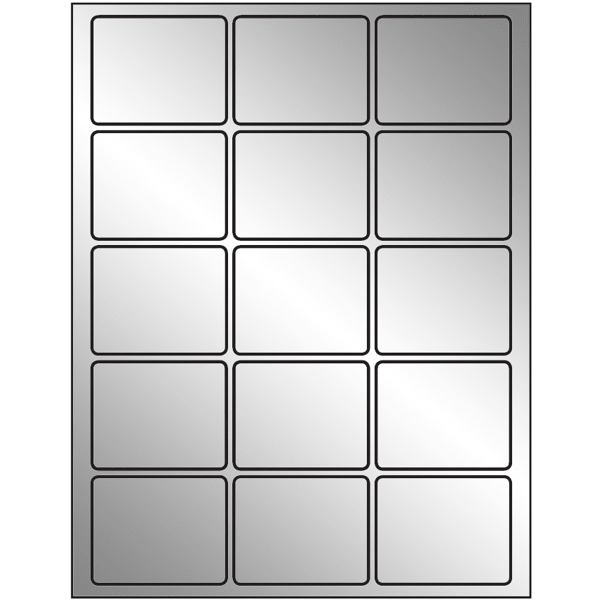 2.5" x 2" Silver Foil Rectangular Sheet Labels