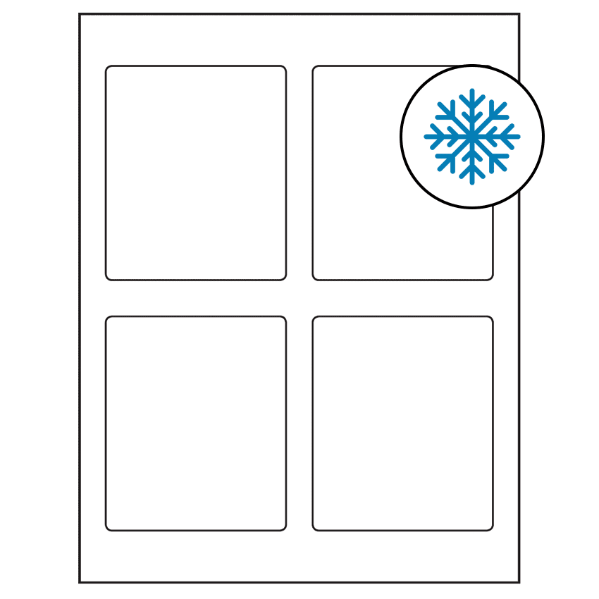 3.5" x 4.15625" White Rectangular Sheet Labels - Freezer Grade Adhesive