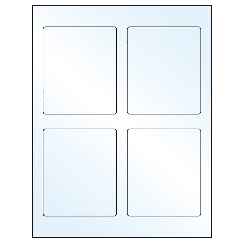 3.5" x 4.15625" Crystal Clear Rectangular Sheet Labels