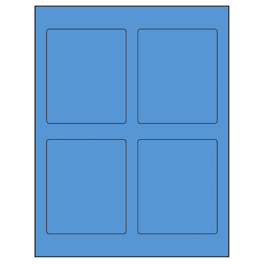 3.5" x 4.15625" Fluorescent Blue Rectangular Sheet Labels