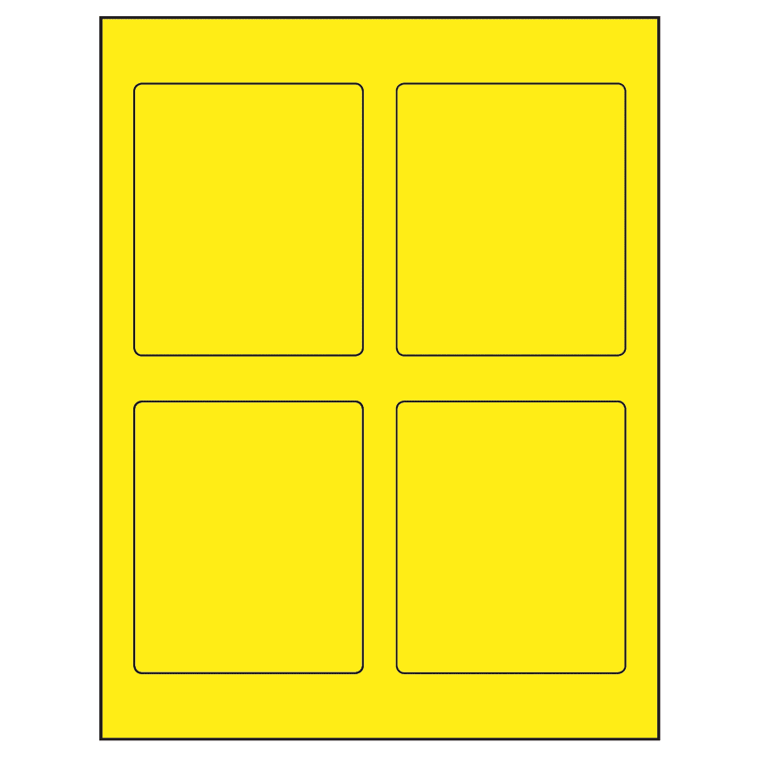 3.5" x 4.15625" Fluorescent Yellow Rectangular Sheet Labels