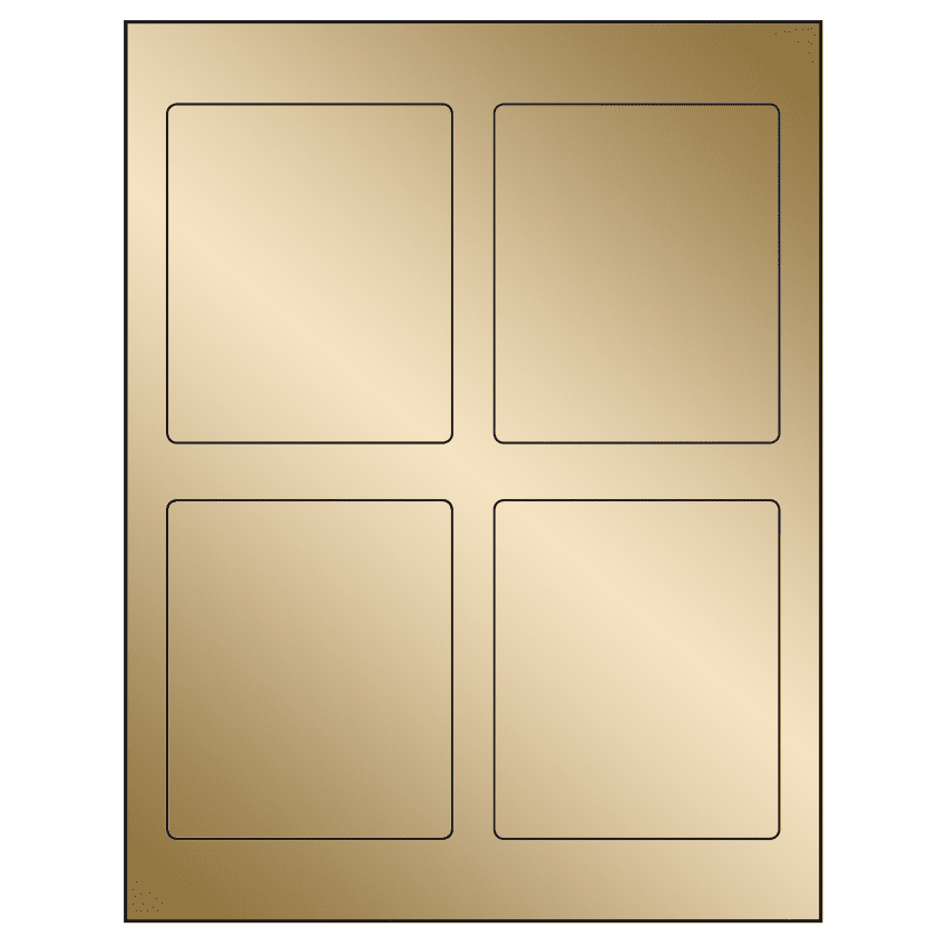 3.5" x 4.15625" Gold Foil Rectangular Sheet Labels