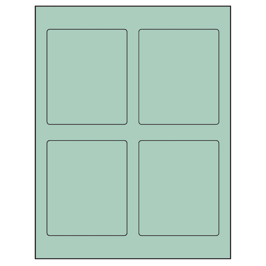 3.5" x 4.15625" Pastel Green Rectangular Sheet Labels