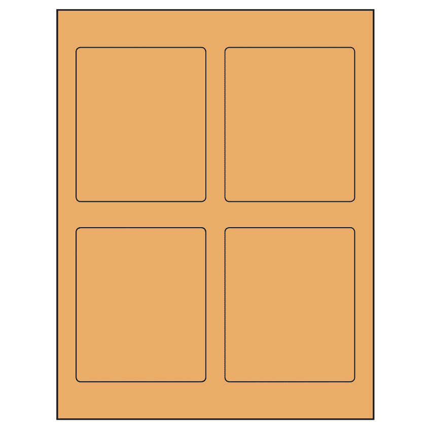 3.5" x 4.15625" Pastel Orange Rectangular Sheet Labels
