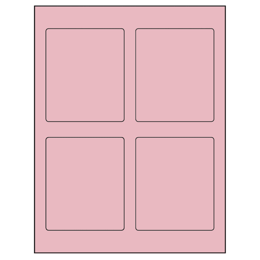 3.5" x 4.15625" Pastel Pink Rectangular Sheet Labels