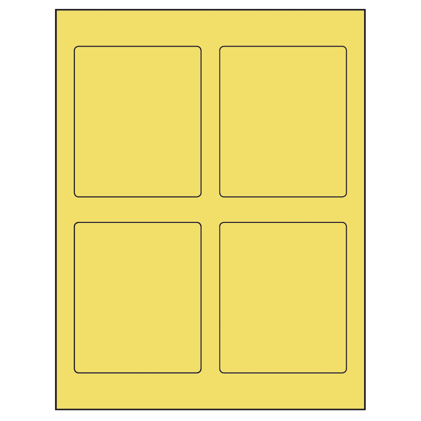 3.5" x 4.15625" Pastel Yellow Rectangular Sheet Labels