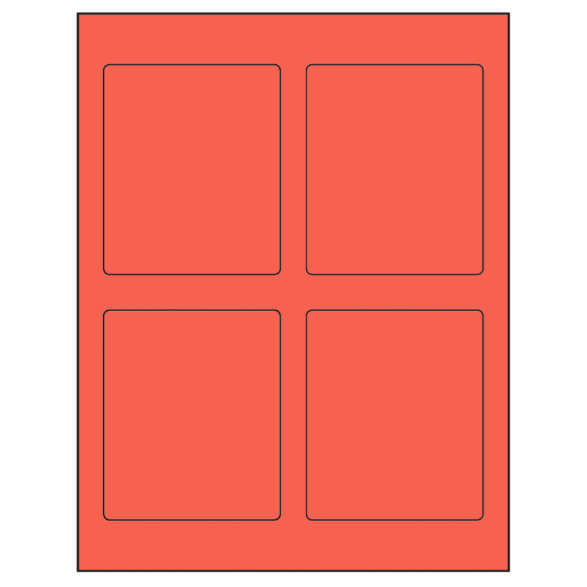 3.5" x 4.15625" Red Rectangular Sheet Labels
