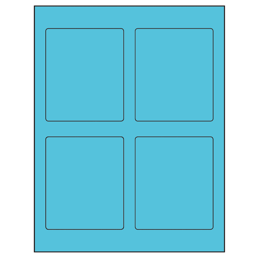 3.5" x 4.15625" Turquoise Rectangular Sheet Labels