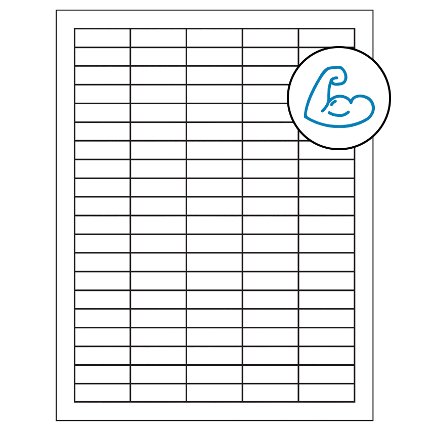 1.5" x 0.5" White Rectangular Sheet Labels - Ultra Aggressive Adhesive