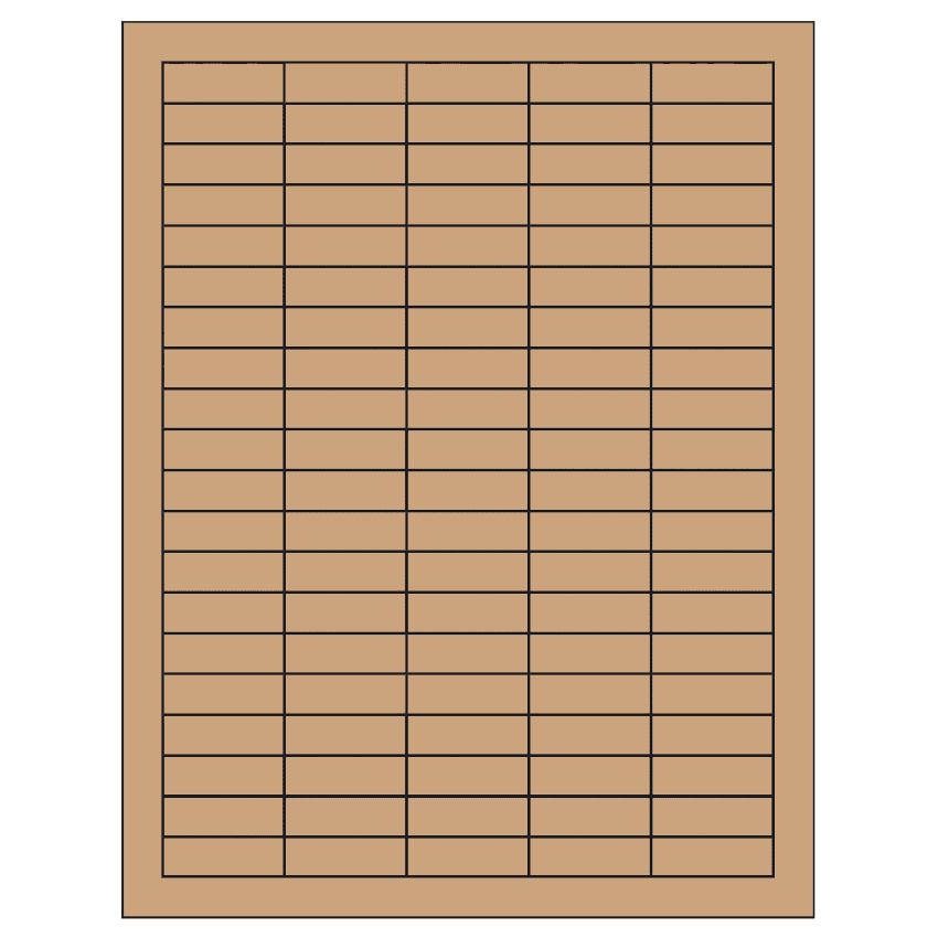 1.5" x 0.5" Brown Kraft Rectangular Sheet Labels