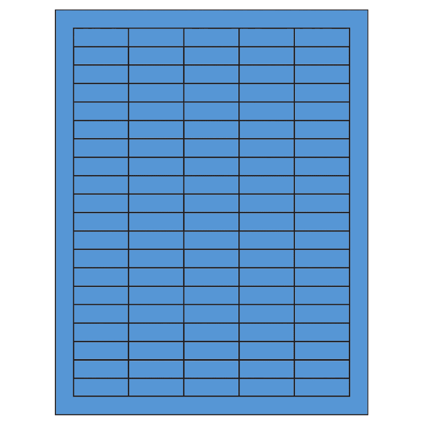 1.5" x 0.5" Fluorescent Blue Rectangular Sheet Labels