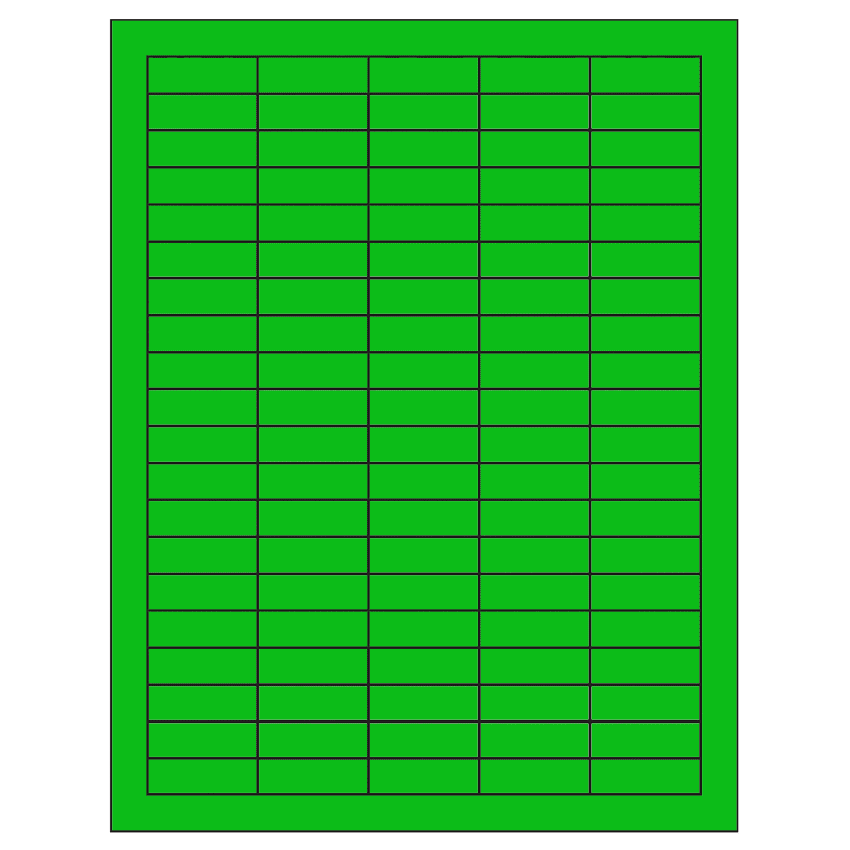 1.5" x 0.5" Fluorescent Green Rectangular Sheet Labels