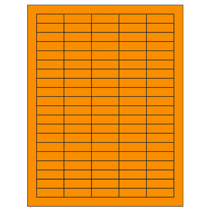 1.5" x 0.5" Fluorescent Orange Rectangular Sheet Labels