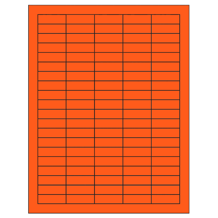 1.5" x 0.5" Fluorescent Red Rectangular Sheet Labels