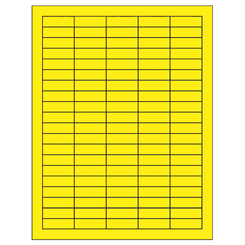 1.5" x 0.5" Fluorescent Yellow Rectangular Sheet Labels