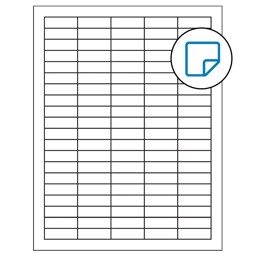 1.5" x 0.5" White Rectangular Sheet Labels - Removable Adhesive