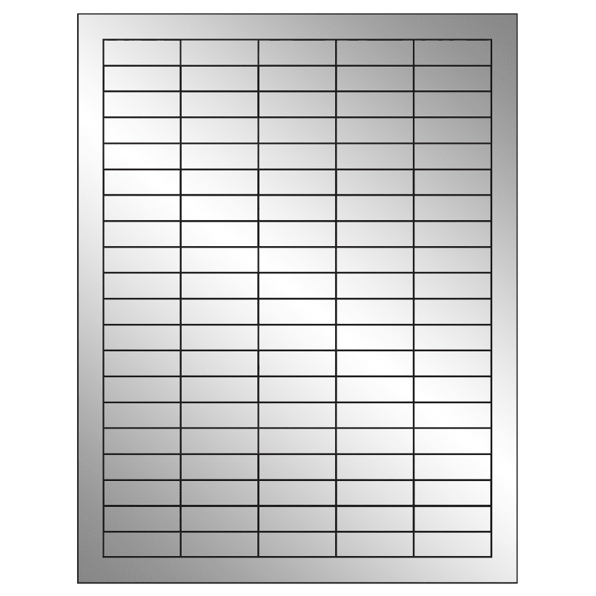 1.5" x 0.5" Silver Foil Rectangular Sheet Labels