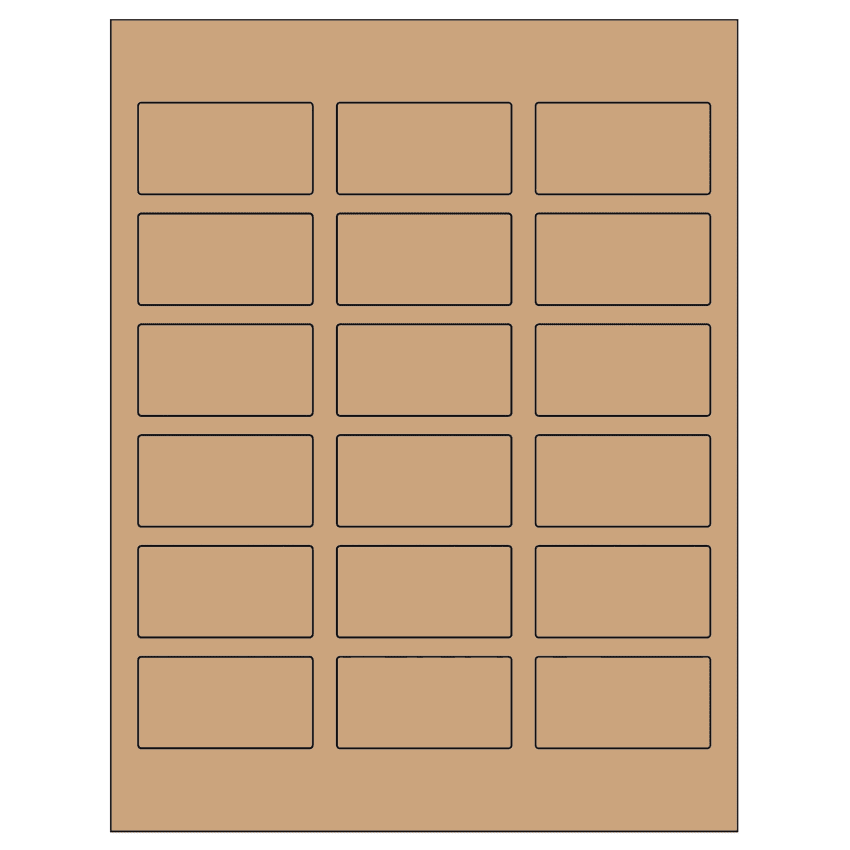 2.375" x 1.25" Brown Kraft Rectangular Sheet Labels