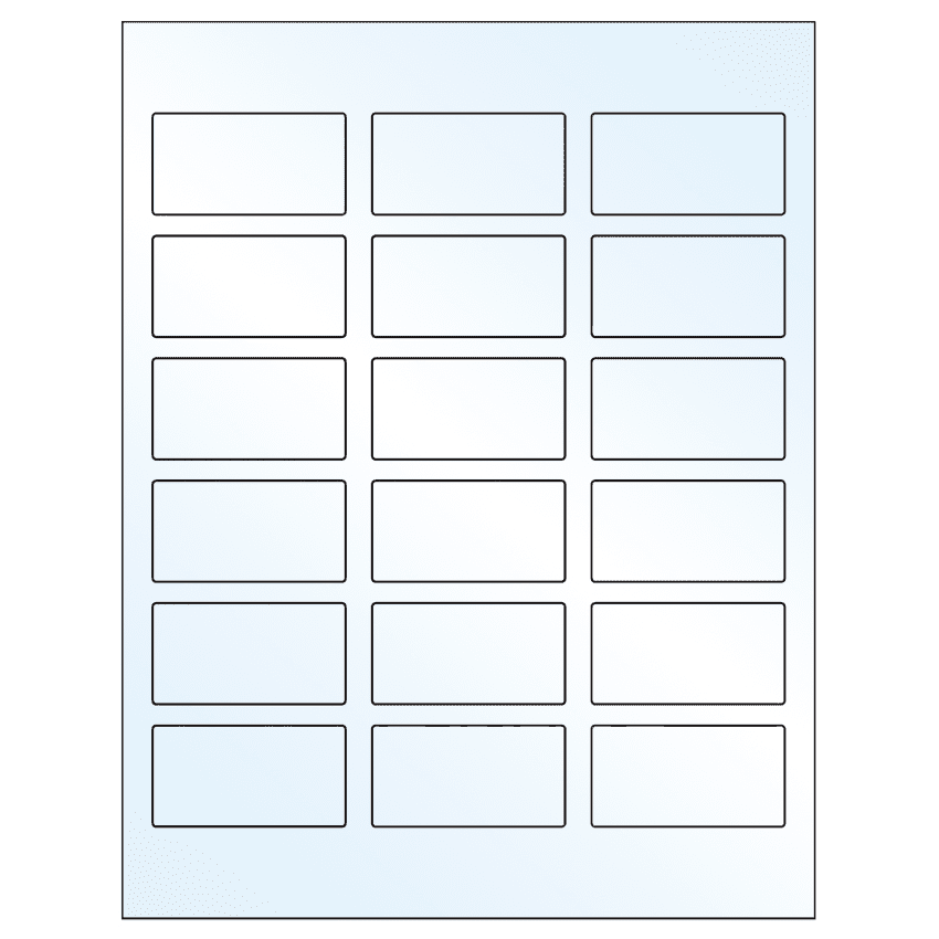 2.375" x 1.25" Crystal Clear Rectangular Sheet Labels