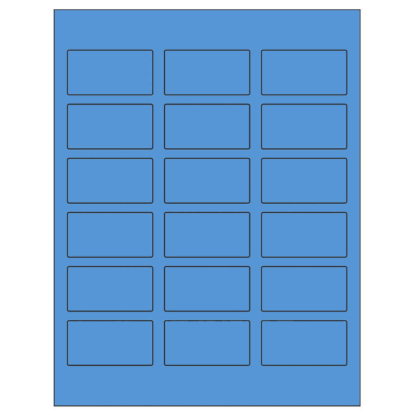 2.375" x 1.25" Fluorescent Blue Rectangular Sheet Labels