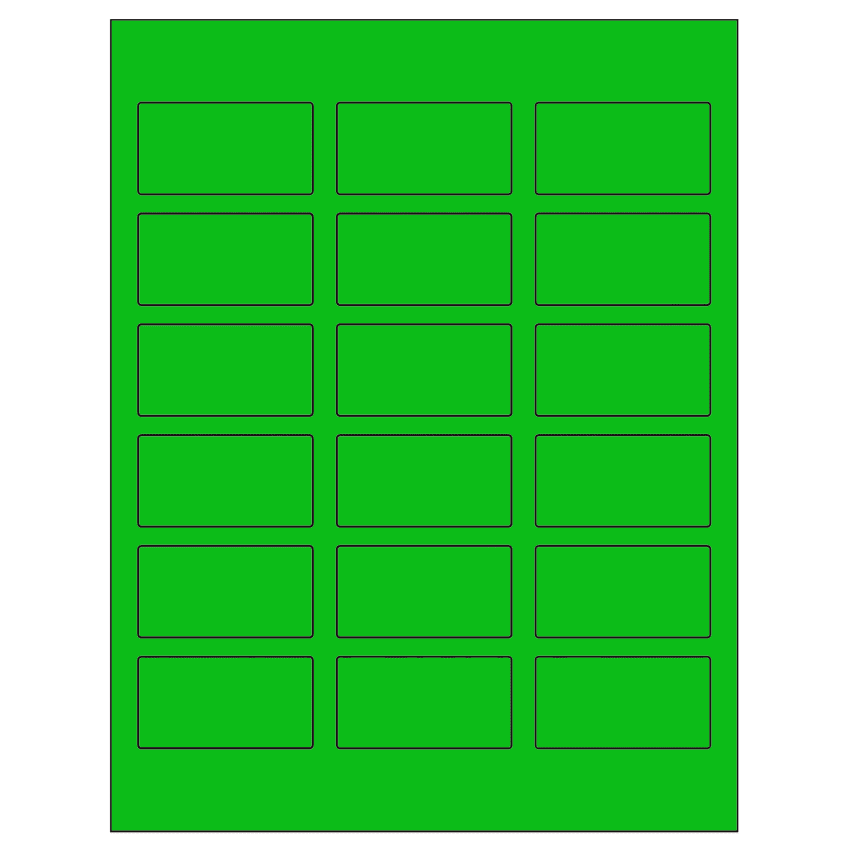 2.375" x 1.25" Fluorescent Green Rectangular Sheet Labels