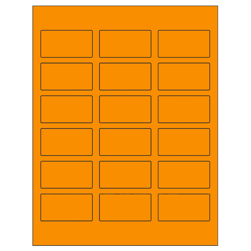 2.375" x 1.25" Fluorescent Orange Rectangular Sheet Labels