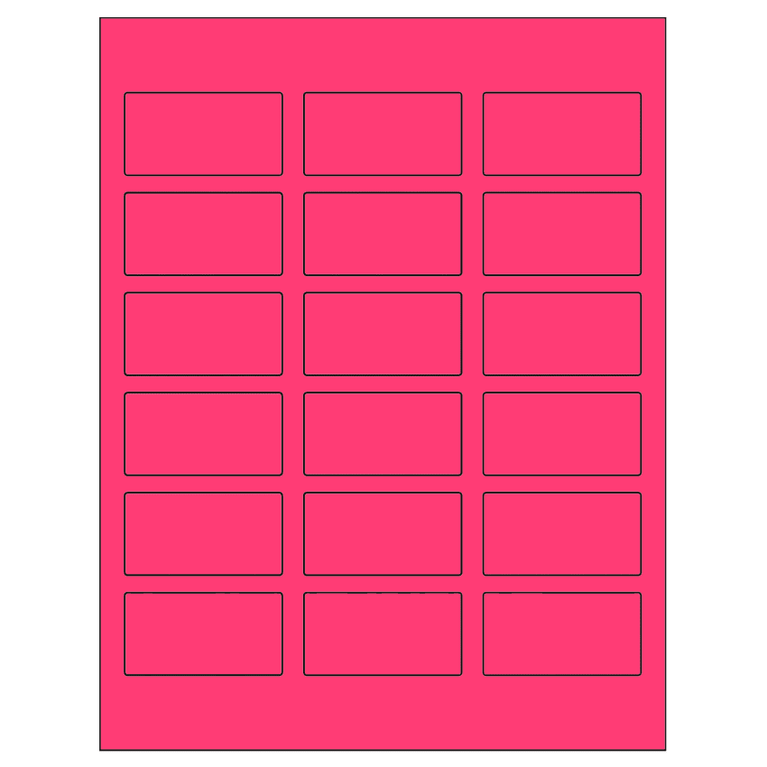 2.375" x 1.25" Fluorescent Pink Rectangular Sheet Labels
