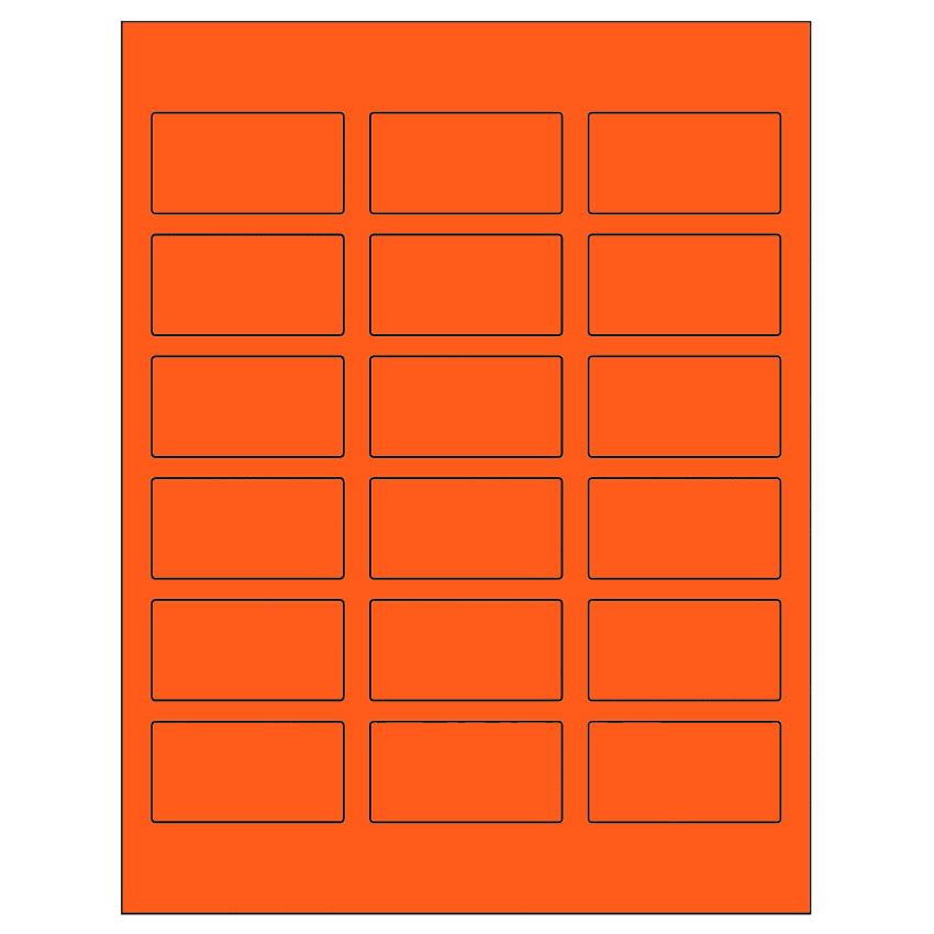 2.375" x 1.25" Fluorescent Red Rectangular Sheet Labels