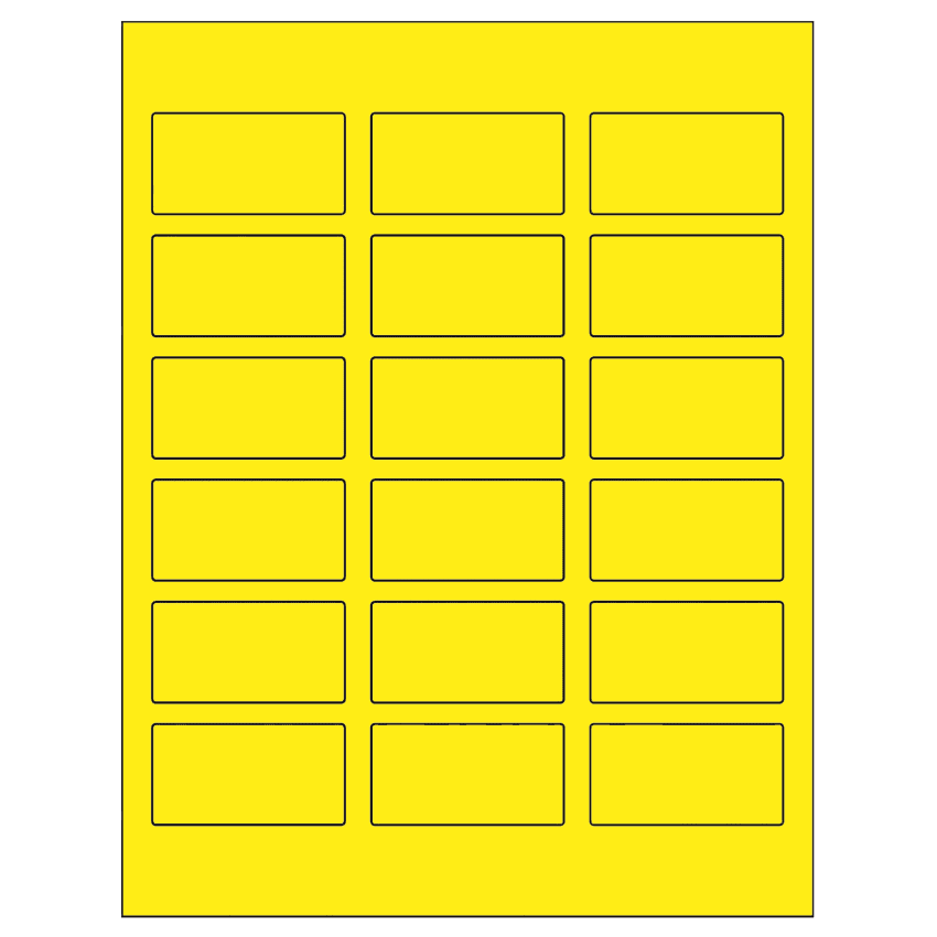 2.375" x 1.25" Fluorescent Yellow Rectangular Sheet Labels