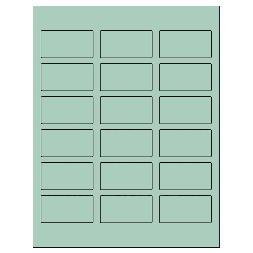 2.375" x 1.25" Pastel Green Rectangular Sheet Labels