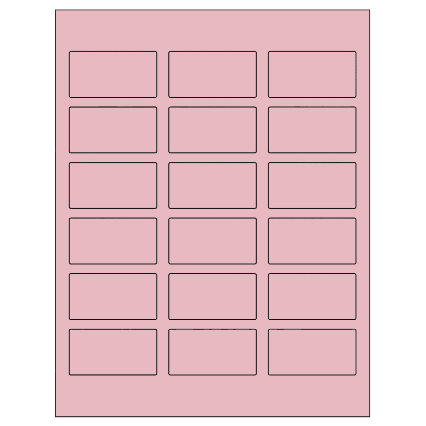 2.375" x 1.25" Pastel Pink Rectangular Sheet Labels