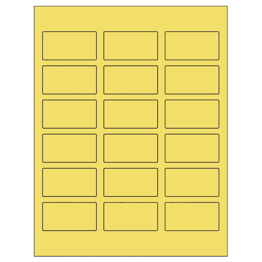 2.375" x 1.25" Pastel Yellow Rectangular Sheet Labels