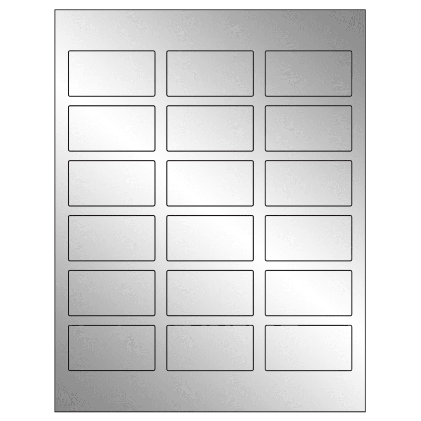2.375" x 1.25" Silver Foil Rectangular Sheet Labels