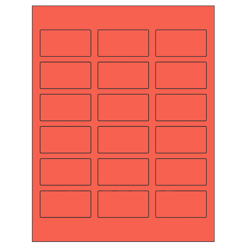 2.375" x 1.25" Red Rectangular Sheet Labels