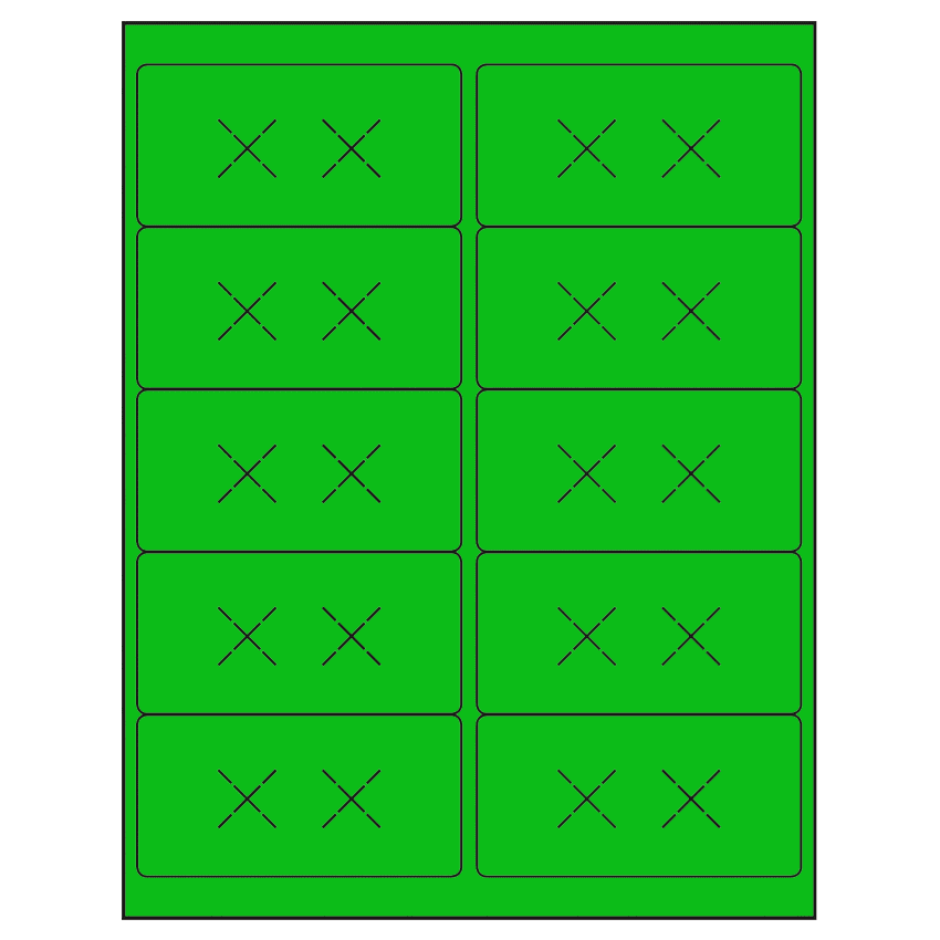 4" x 2" Fluorescent Green Rectangular Sheet Labels