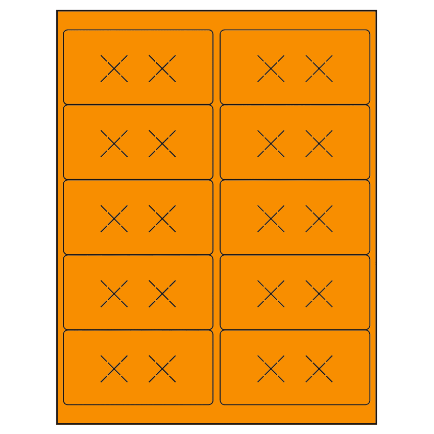 4" x 2" Fluorescent Orange Rectangular Sheet Labels