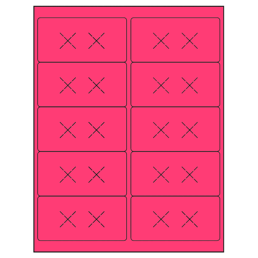 4" x 2" Fluorescent Pink Rectangular Sheet Labels