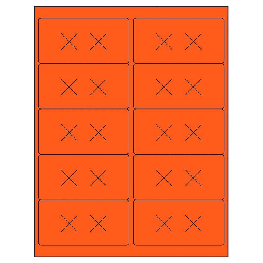 4" x 2" Fluorescent Red Rectangular Sheet Labels