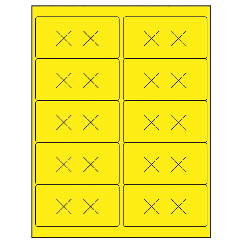 4" x 2" Fluorescent Yellow Rectangular Sheet Labels