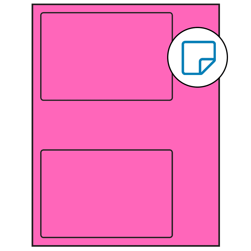 6" x 4" Fluorescent Pink Rectangular Sheet Labels - Removable Adhesive