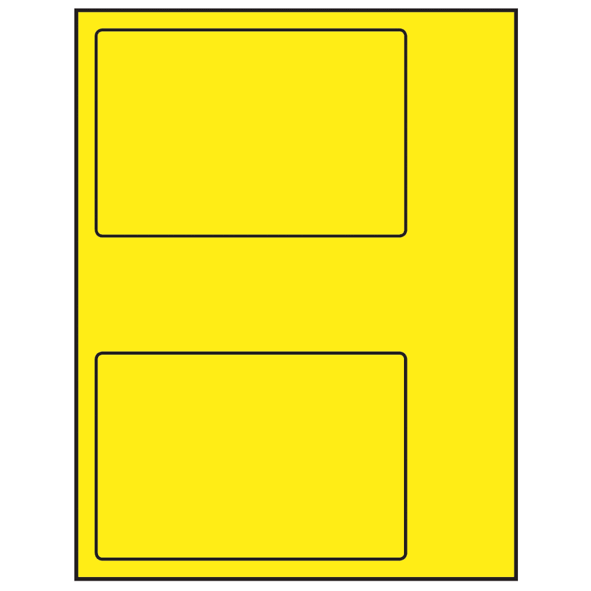 6" x 4" Fluorescent Yellow Rectangular Sheet Labels