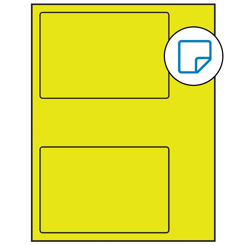6" x 4" Fluorescent Yellow Rectangular Sheet Labels - Removable Adhesive