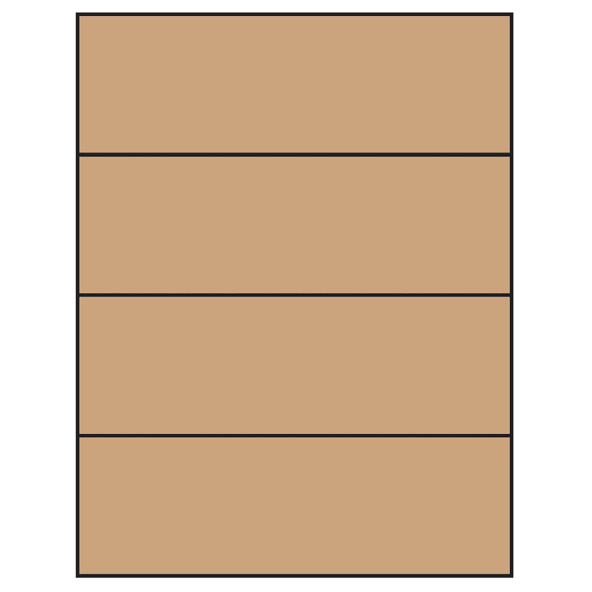 8.5" x 2.75" Brown Kraft Rectangular Sheet Labels